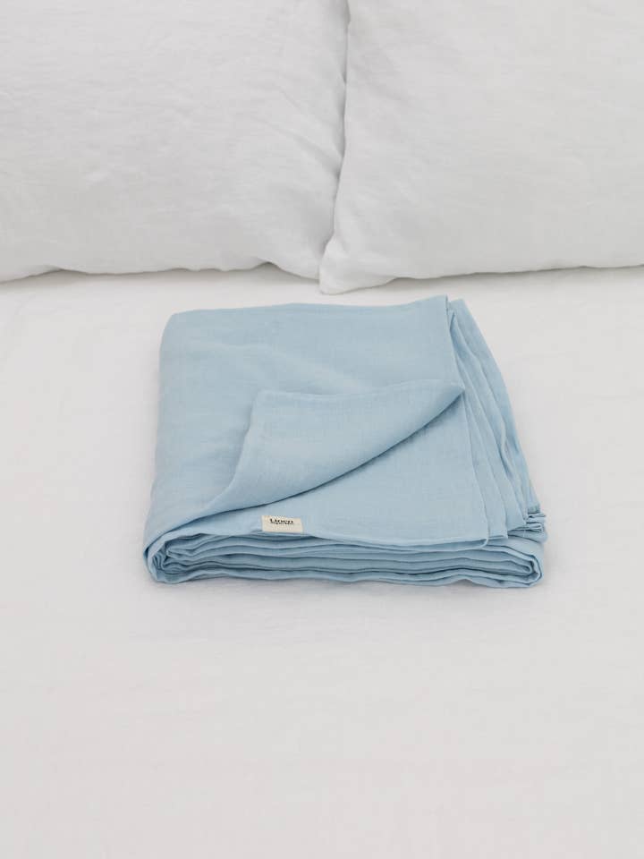 Himmelblaues Leinen-Bettlaken für den Großhandel von Linen Spells