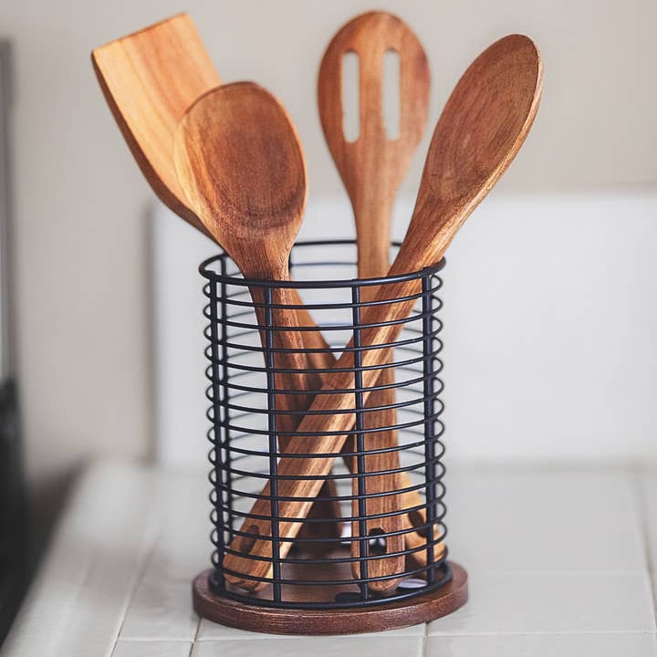 5 Piece Kitchen Utensil Holder Set Farmhouse Kitchen Decor for wholesale by Sequel Giftables