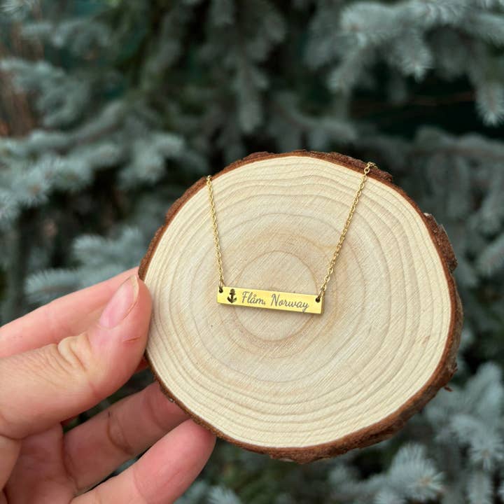 Flåm bar necklace with anchor- Stainless Steel for wholesale by Arthousefern