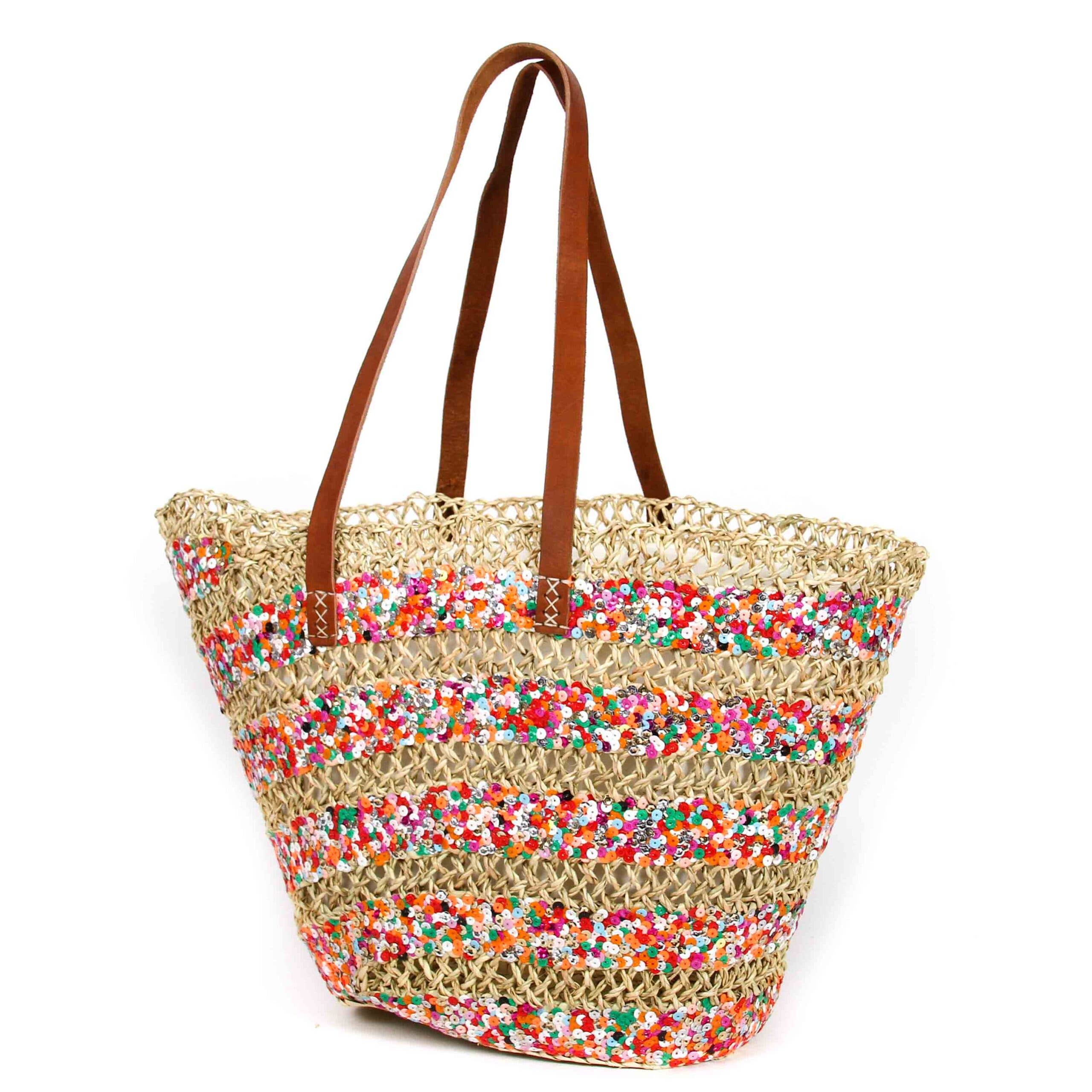 Logionline SLU - Wholesale Beach Bag - Carry Bag, Sequins, Leather Handles with Lining11