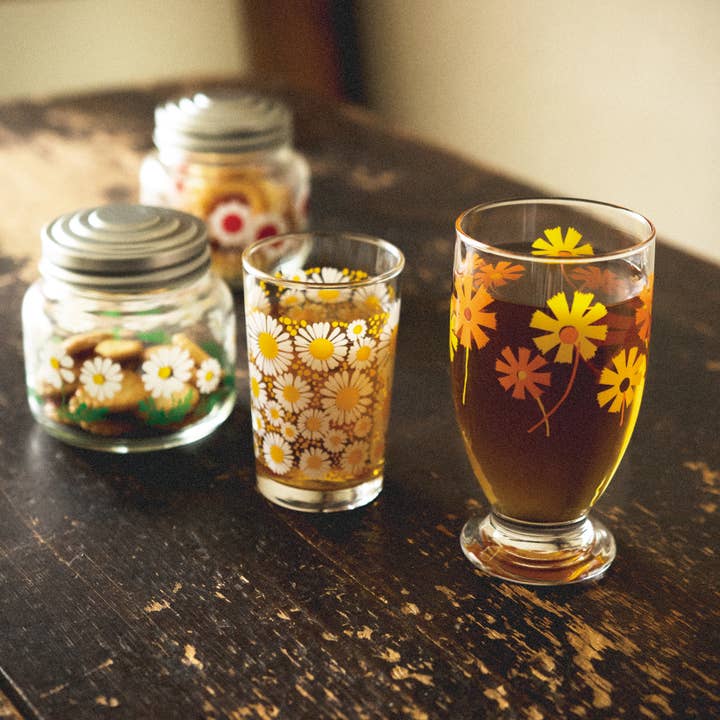 ADERIA - Wholesale Drinking Glass/Cup - ADERIA Retro | Footed Glass | 8 Pattern Options4