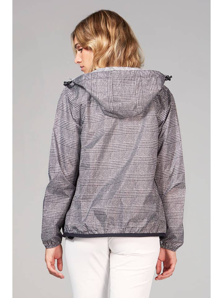 O8 Lifestyle - Wholesale Raincoat - Women's - Sloane Print - plaid full zip packable rain jacket