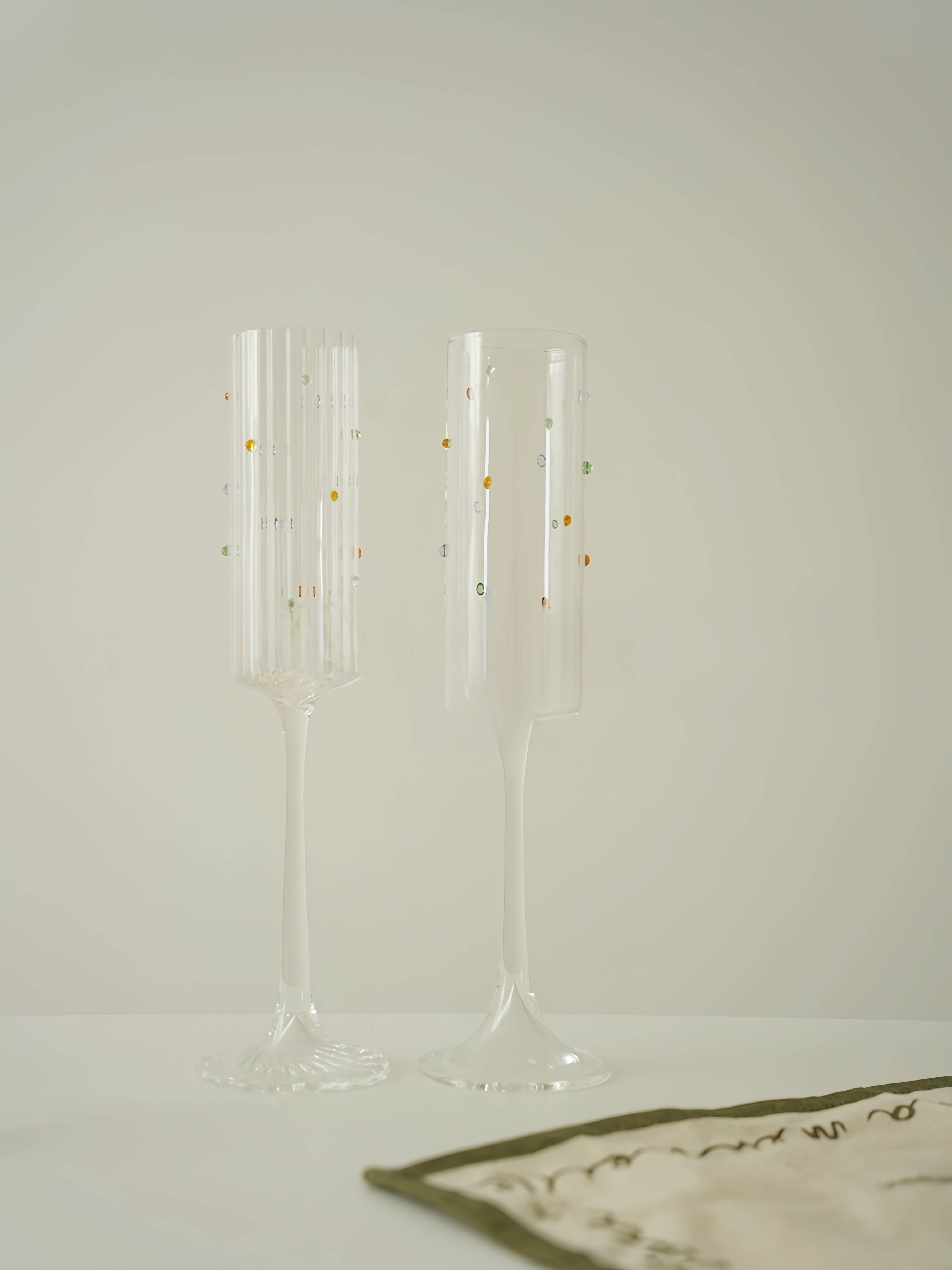 INSPECIAL HOME - Wholesale Champagne Flute - Mouth-blown Rainbow Sprinkles Champagne Flute, Wine Glasses6