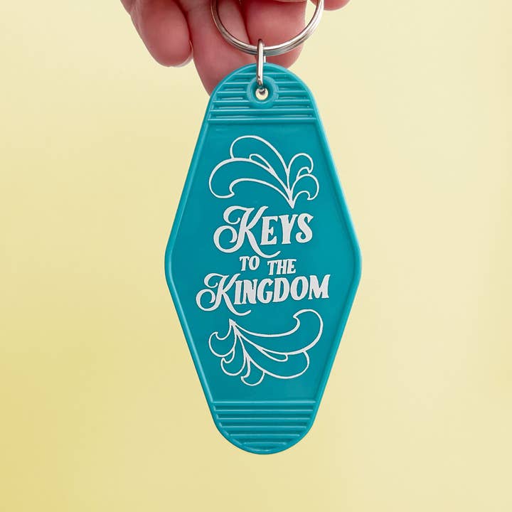 Keys to the Kingdom Retro Motel-Style Keychain for wholesale by Sablewood Paper Company