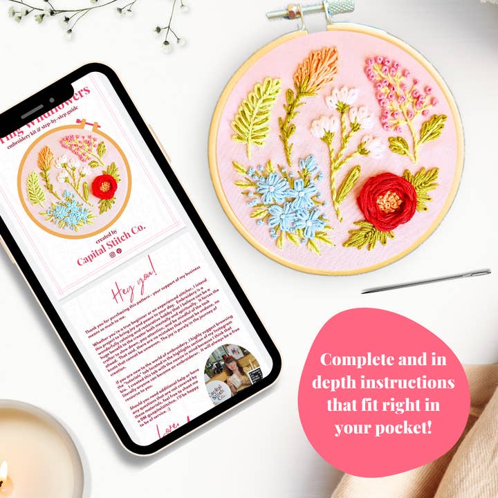 Capital Stitch Co. - Wholesale Embroidery/cross-stitch supplies - Spring Wildflowers DIY Step by Step Embroidery Kit2