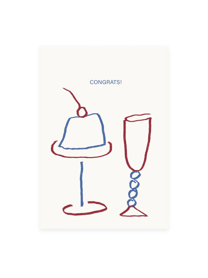 Postcard 'Congrats!' Glasses (Risograph) for wholesale by L'Atelier Samedi