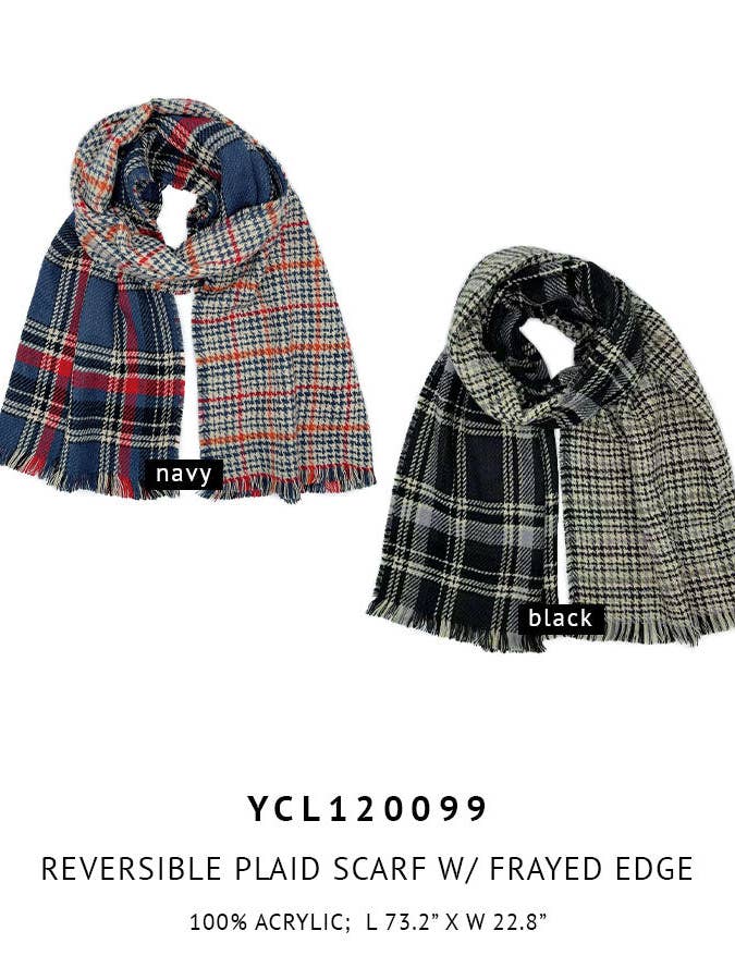 Sciarpa reversibile in tartan con bordo sfrangiato per la vendita all'ingrosso da parte di Do Everything In Love®