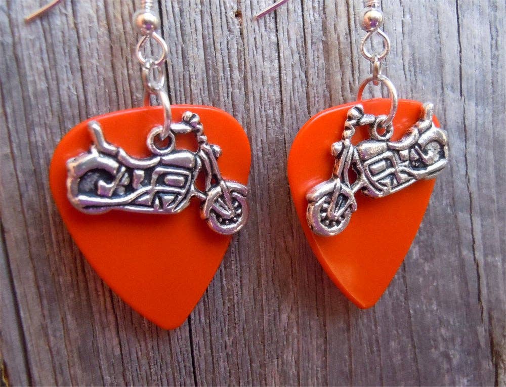 Simply Raevyn - Wholesale Dangle Earrings - Motorcycle Charm Guitar Pick Earrings29
