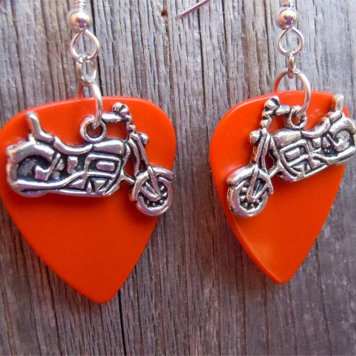 Simply Raevyn - Wholesale Dangle Earrings - Motorcycle Charm Guitar Pick Earrings29