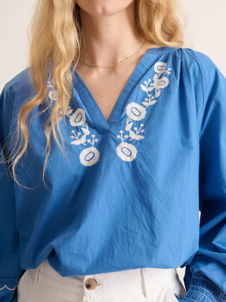 Blue Embroidered blouse - VERA for wholesale on Faire