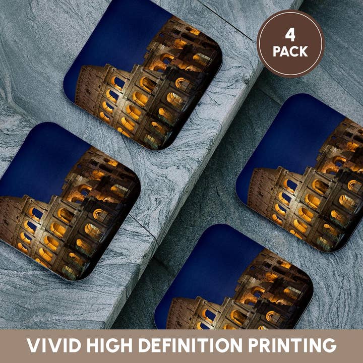 3dRose - Wholesale Coasters - 3dRose, Italy, Rome, Colosseum. Night scene at landmark., Coaster12
