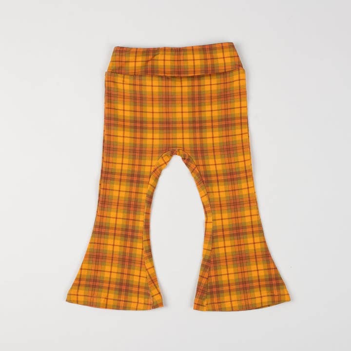 Strawberry Jam Kids - Wholesale Pants - Kids - Plaid Jersey Bell Bottom Flare Girls Pants Fall Winter