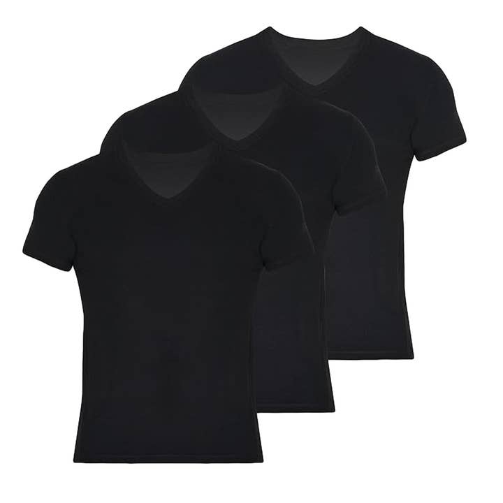 T-shirts de decote em V para homem, feitas de rayon a partir de bambu, camisolas interiores respiráveis, pack de 3. por atacado de Mars Outlet Store LLC