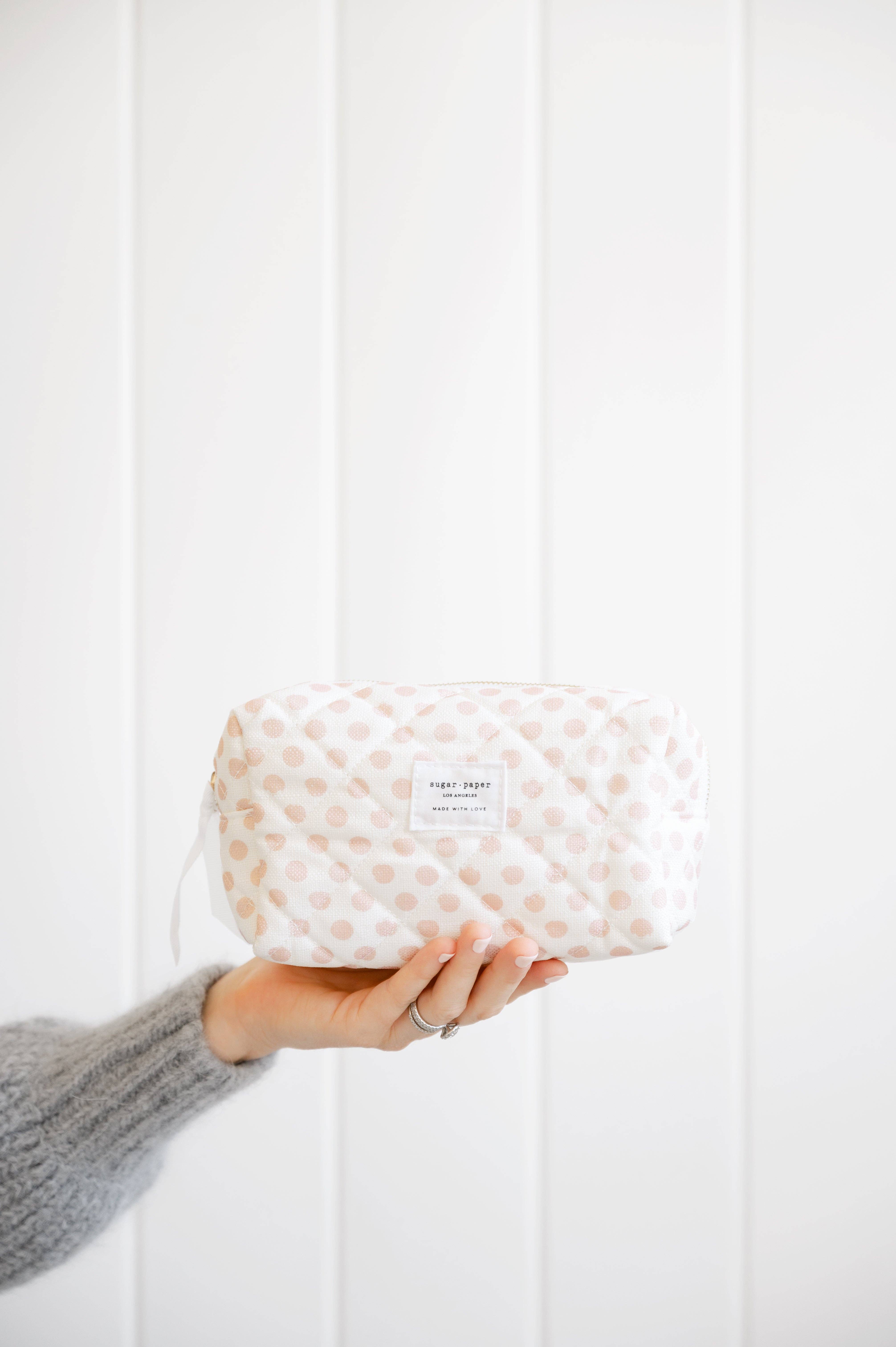 Sugar Paper - Vente Trousses de maquillage/cosmétique - Petite trousse à cosmétiques, rose à pois1