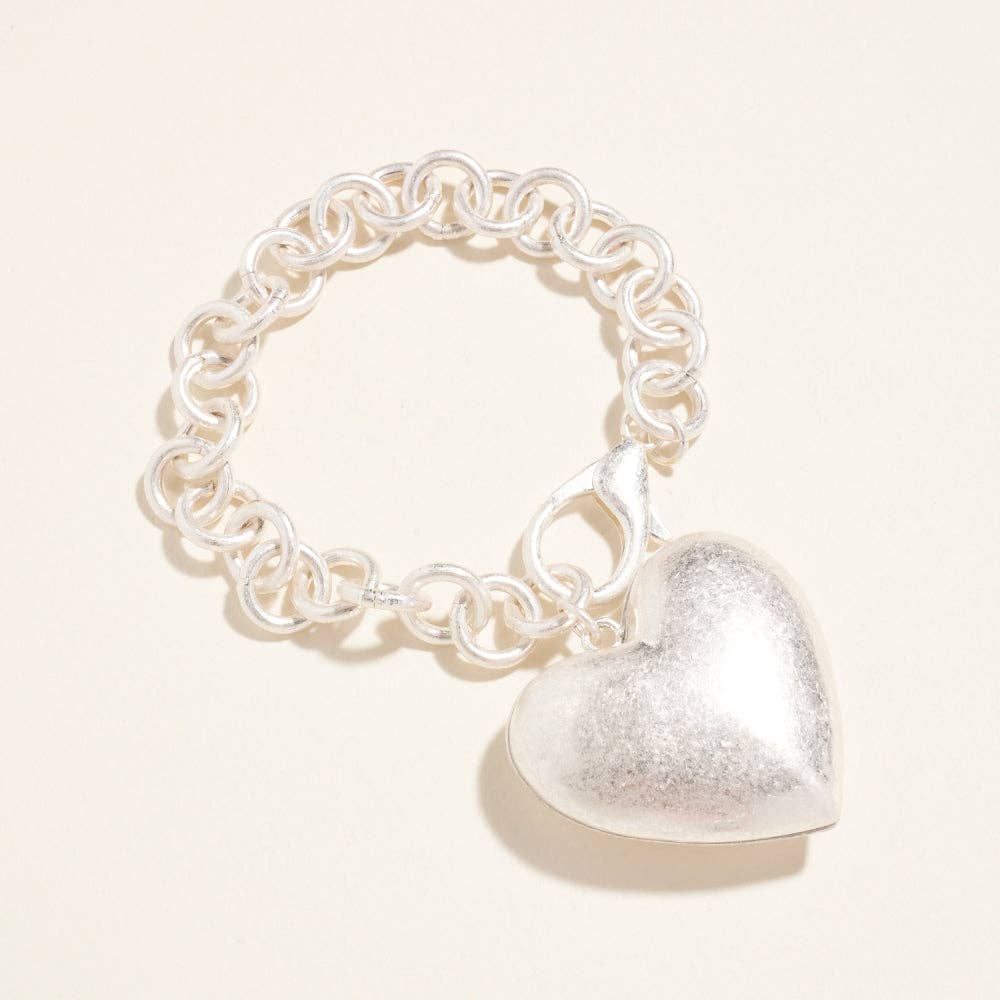 Designature New York - Wholesale Keychain – Women's - 6.5 Inch Metal Puffy Heart Keychain Bagcharm10