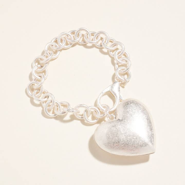 Designature New York - Wholesale Keychain – Women's - 6.5 Inch Metal Puffy Heart Keychain Bagcharm10