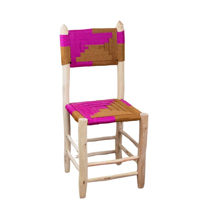 King Of Handmade - Wholesale Chair - Moroccan wooden chair with braided rope weaving seat