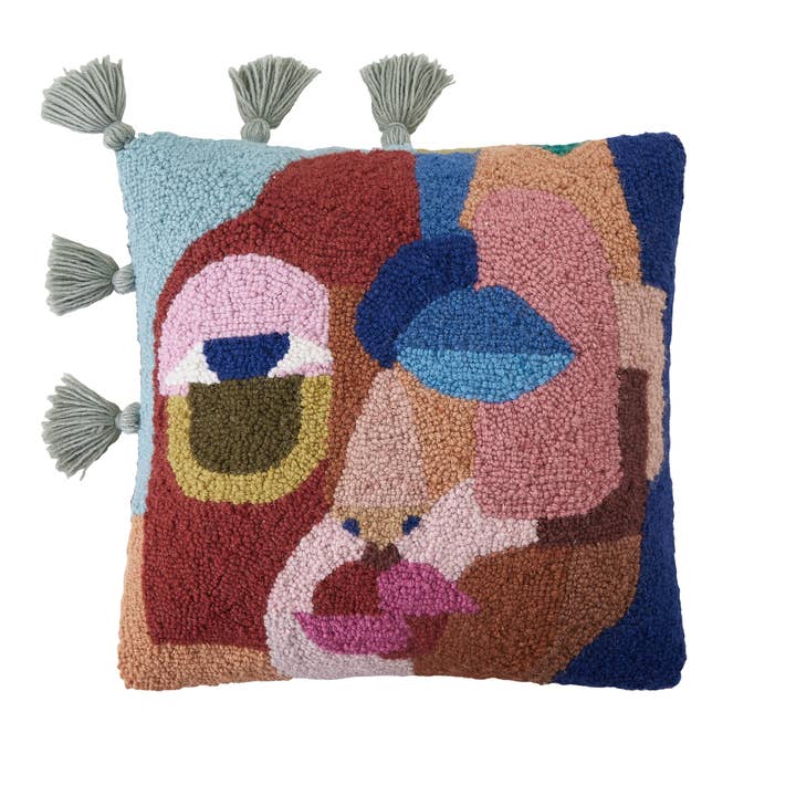 Peking Handicraft - Wholesale Throw/Decorative Pillow - Face With Tassels Hook Pillow - Jungalow