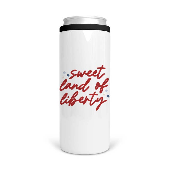 Sweet Land of Liberty July 4th 12 oz Skinny Can Cooler for wholesale by Amber Marie Design