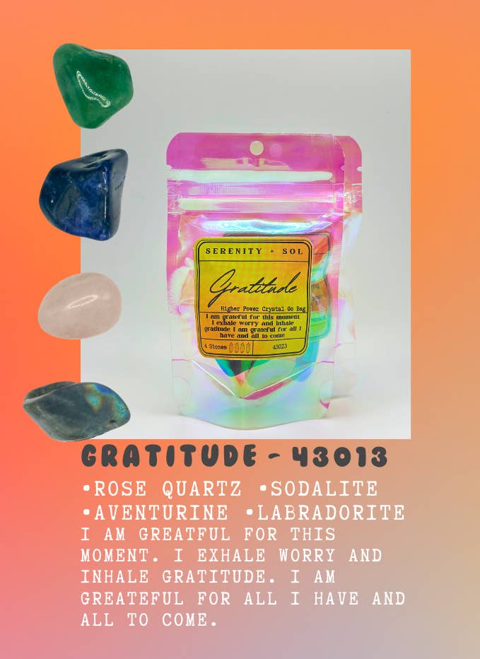 Serenity + Sol - Wholesale Spiritual Stone/Crystal - Crystal Go Bags / Gratitude0