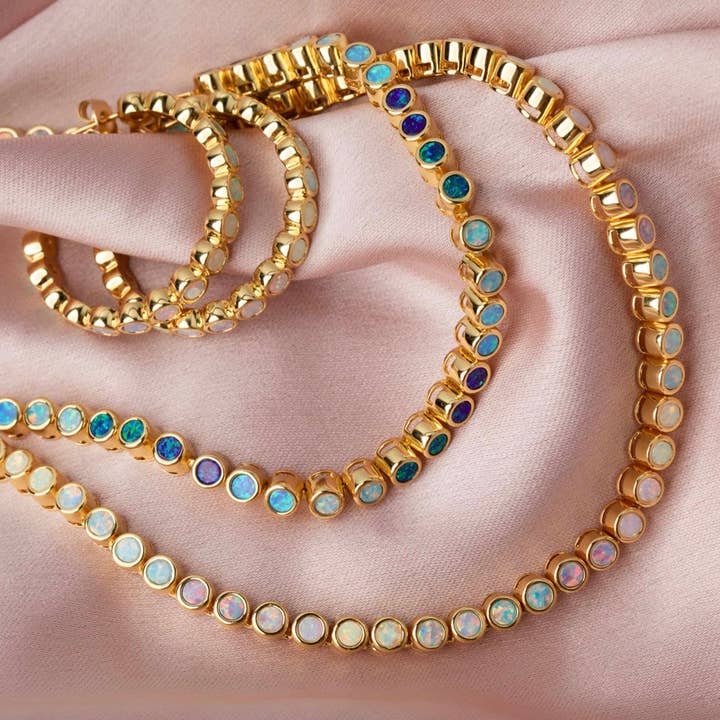 La Kaiser - Wholesale Link & Chain Necklace - Opal Ombre Tennis Nekcklace