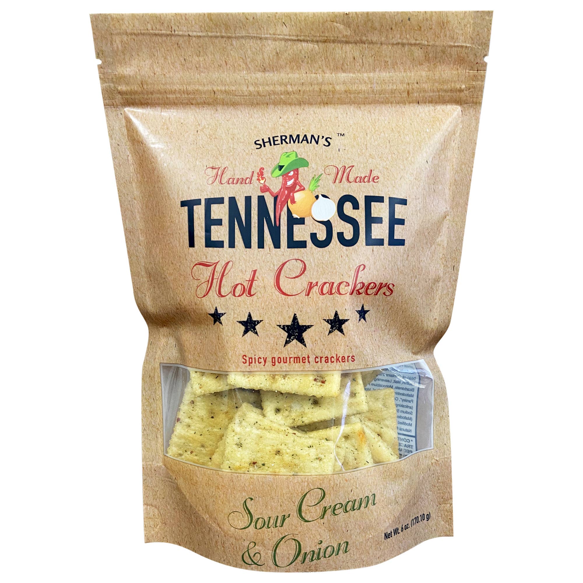 Sherman's Tennessee Hot Crackers - Wholesale Crackers - Sherman's Tennessee Hot Crackers, Sour Cream & Onion Flavor 1