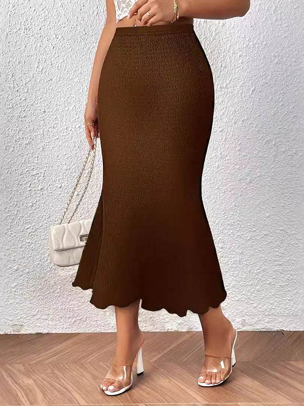 Chicto - Wholesale Skirt - Women's - High Waisted Loose Elasticity Solid Color Skirts