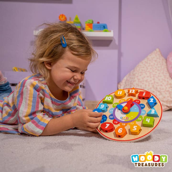 Woody Treasures - Wholesale Wood Toy - Kids - Sorting Toy Wooden Teaching Clock for Kids7