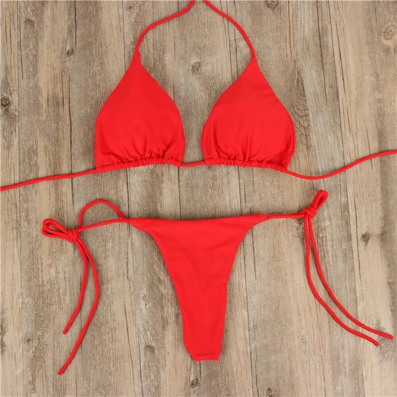Rosa Clothing - Wholesale Two Piece Swimsuit - Women's - Get Tan ！Plain string bikini set Split bikini swimsuit9