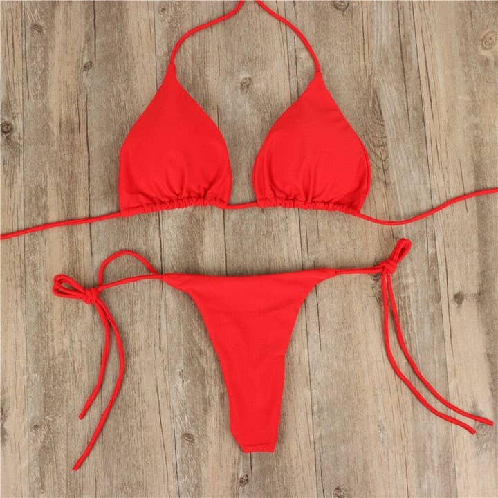Rosa Clothing - Wholesale Two Piece Swimsuit - Women's - Get Tan !Plain string bikini set Split bikini swimsuit9