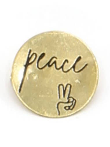 Peace Recycled Brass Lapel Pin for wholesale by Fair Anita