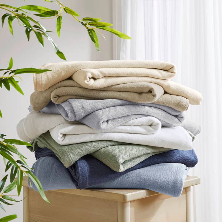 Olliix - Wholesale Bedding Blanket - Diamond Jacquard Soft Bamboo Cotton Blanket, Sage Green5