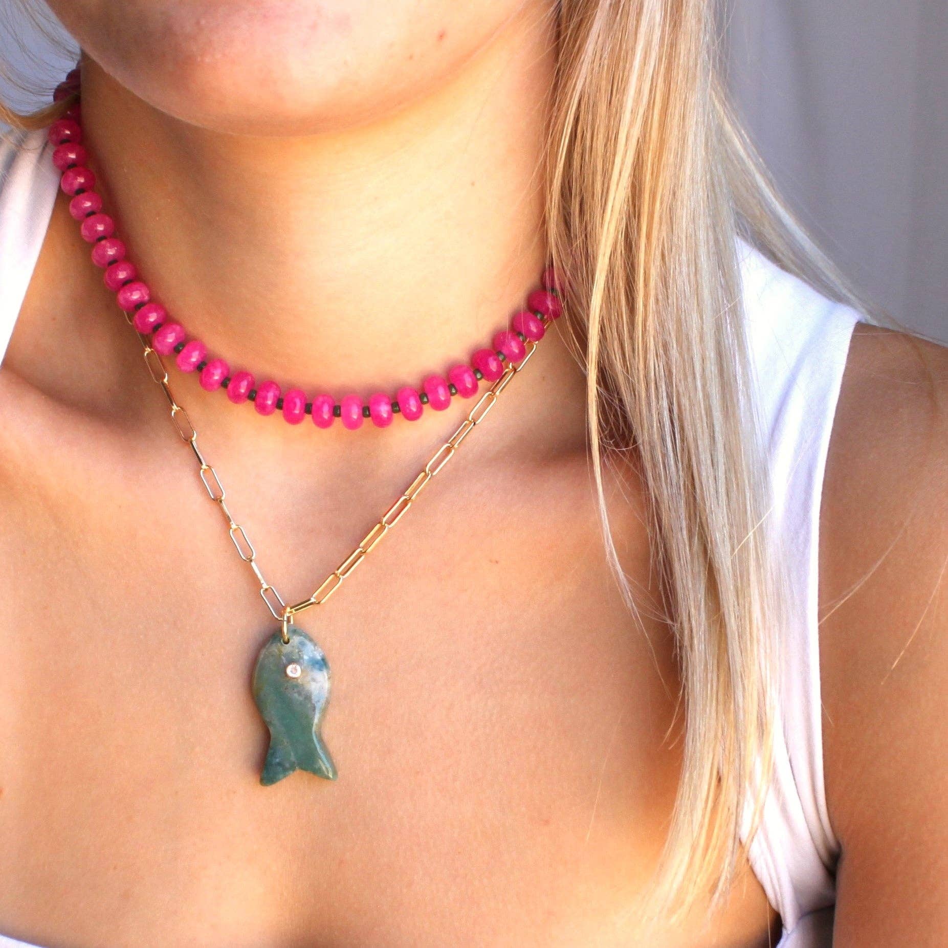 The Silver Wren - Wholesale Pendant/Charm Necklace - Large Gemstone Fish Pendant Necklace, Handmade, Fall Style2