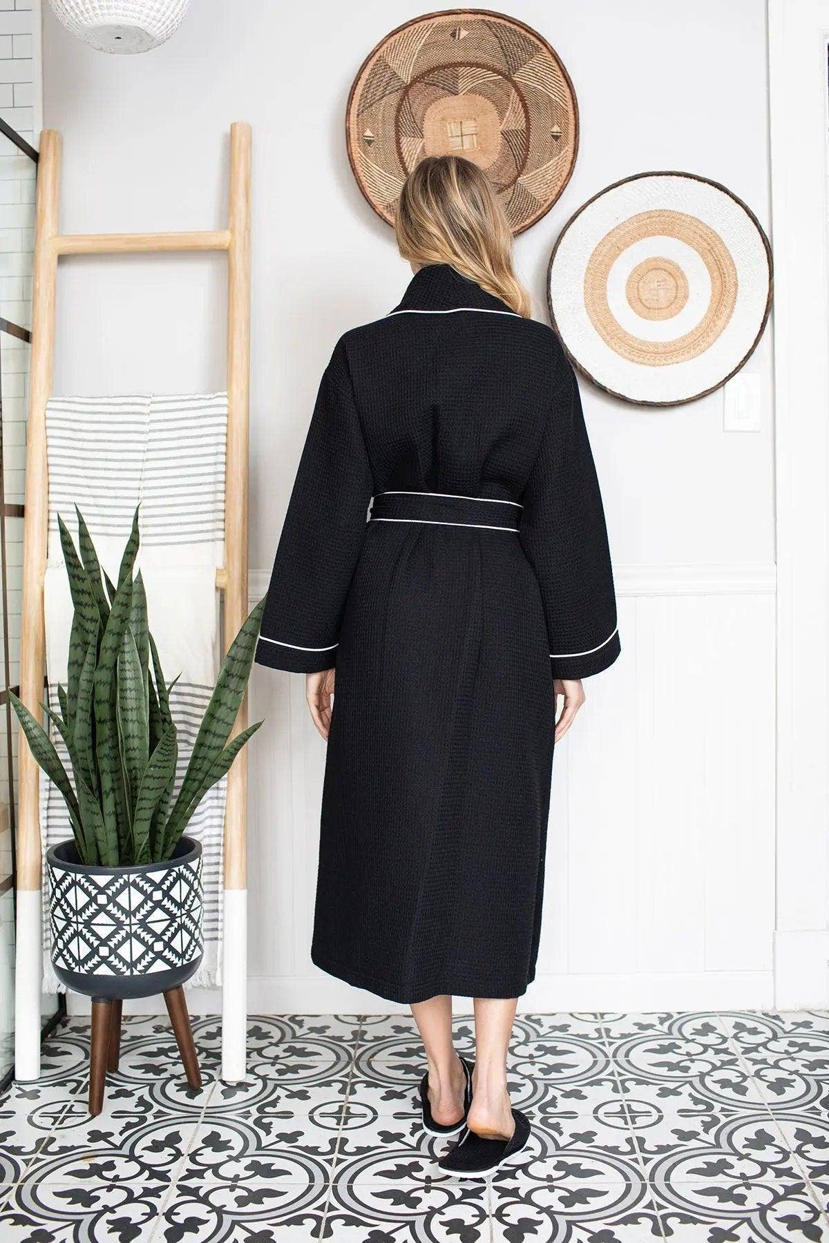 Lotus Linen – Engroshandel Morgenkåbe - Dame – Kvinders lette badekåbe med waffle-tekstur og kantbånd – spa-komfort31