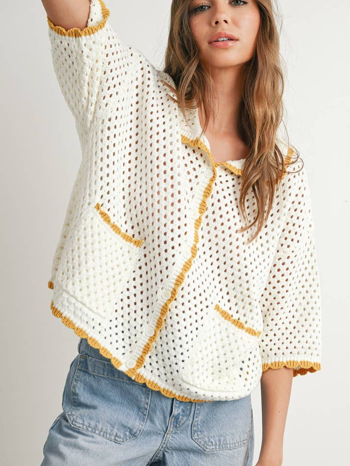 Urban Vibe Crochet Sweater Top - BMW7654 for wholesale by BUTTERMELON