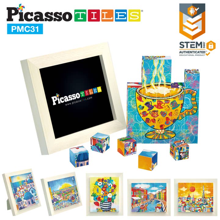 PicassoTiles - Wholesale Puzzle - Kids - PicassoTiles 1" Magnetic Puzzle Cubes World Famous Paintings