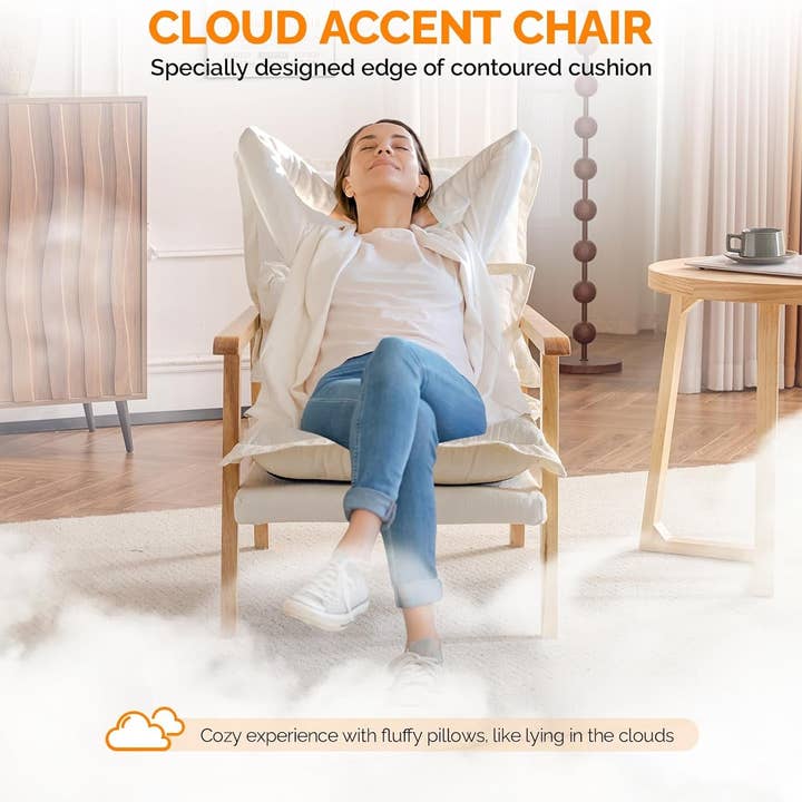 Cloud Accent Armchairs Beige Chenille With Lumbar Pillow for wholesale on Faire3