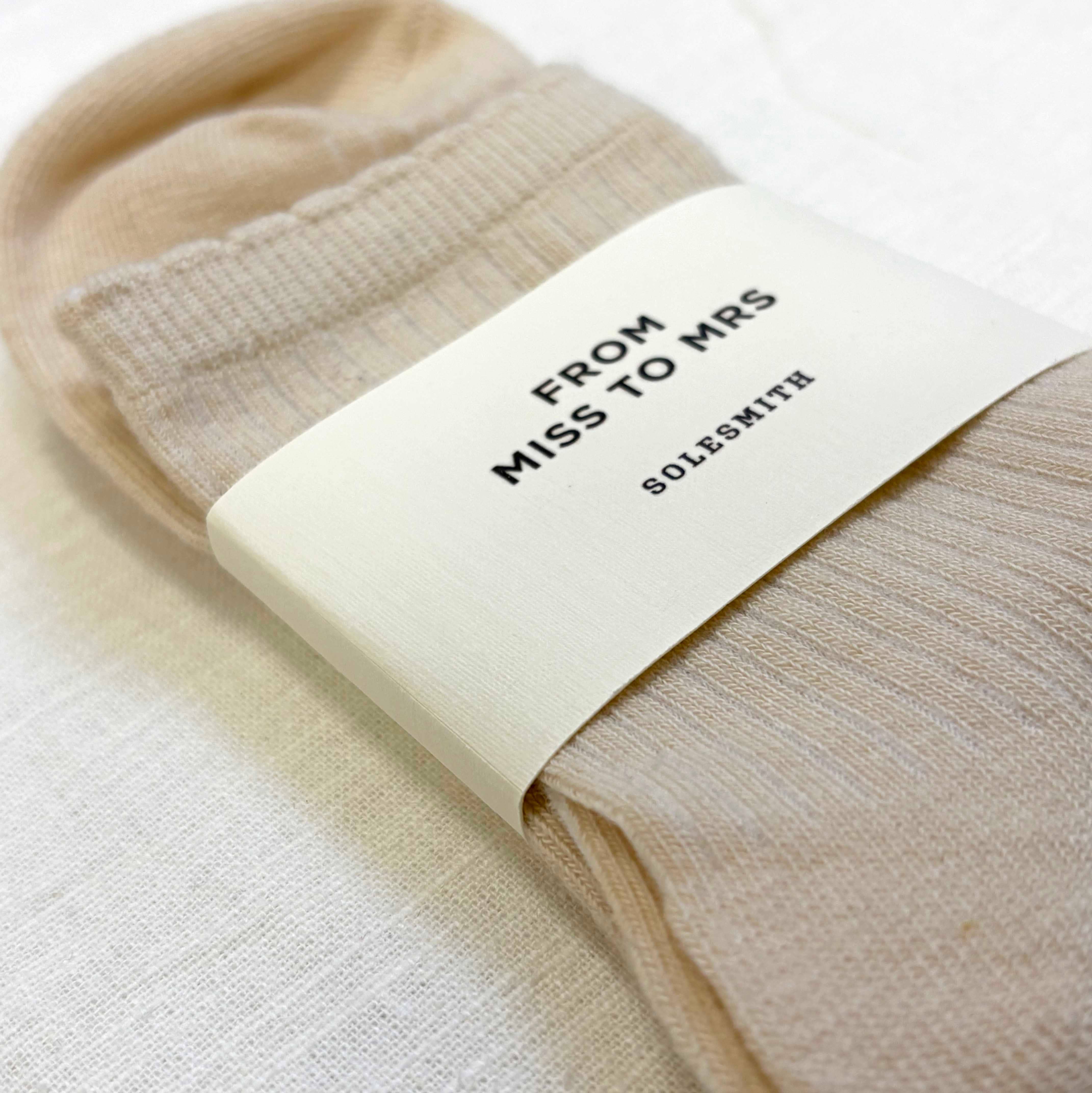 Solesmith - Wholesale Socks - Women's - From Miss to Mrs Bride To Be Cream Frilly Cuff Socks1