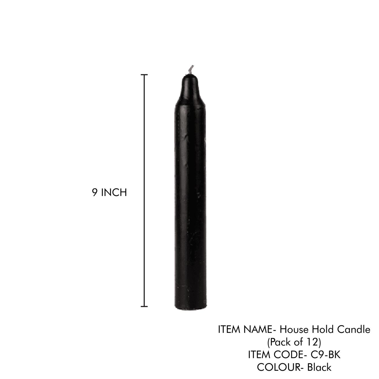 Vrinda - Wholesale Pillar Candle - 9" Black Jumbo Pillar Candles (Pack of 12)Black1