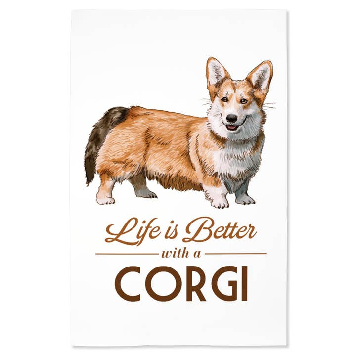 IMPRESSION GICLÉE Corgi, La vie est meilleure, Fond blanc pour la vente par Lantern Press