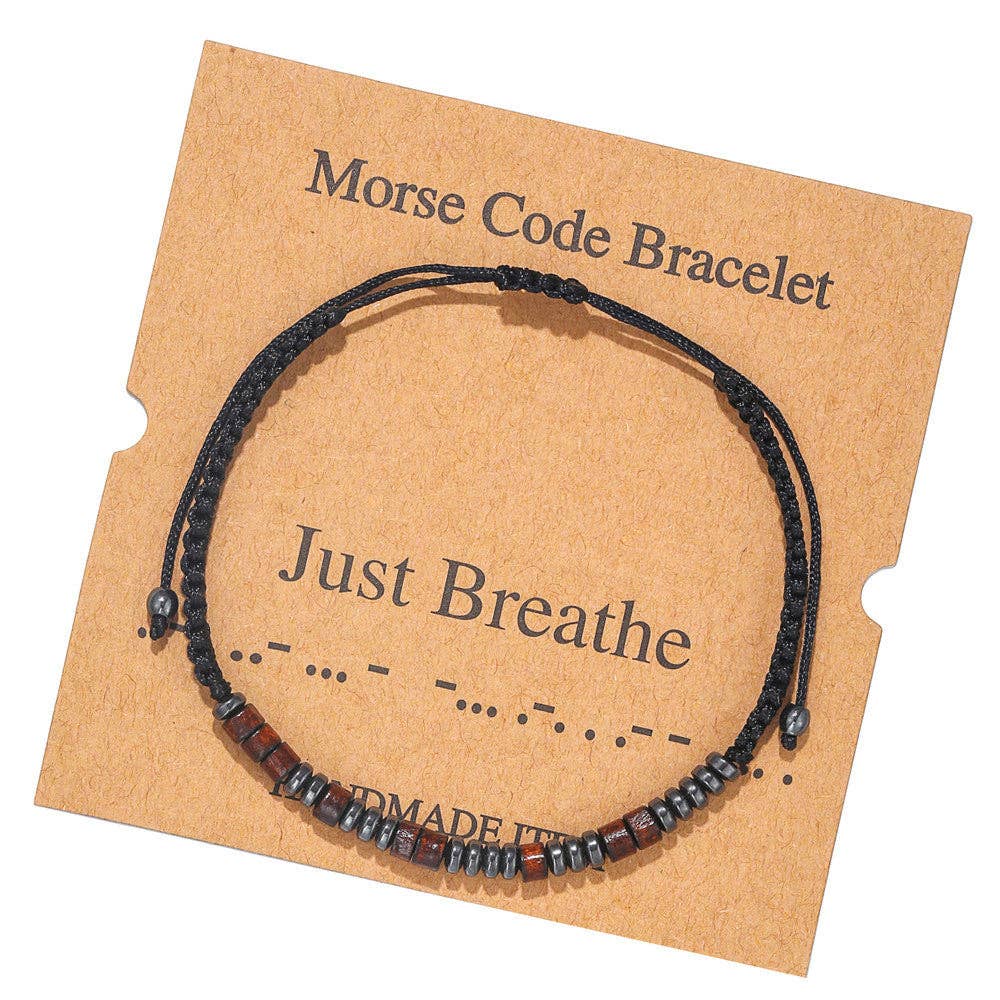 Mio Queena - Wholesale Woven/Braided Bracelet - Multi-style Hand-woven Wood Bead Morse Code Bracelet23
