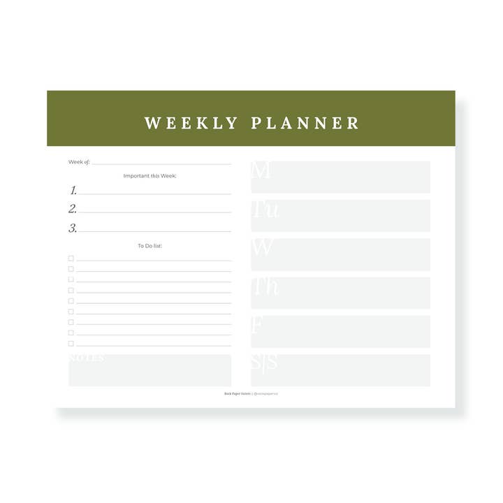 Bloc-notes planificateur hebdomadaire pour la vente par Rock Paper Sisters