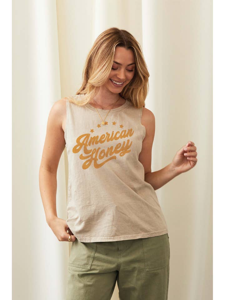 OAT COLLECTIVE - Wholesale Tank Top - Women's - AMERICAN HONEY Mineral Graphic Tank Top1