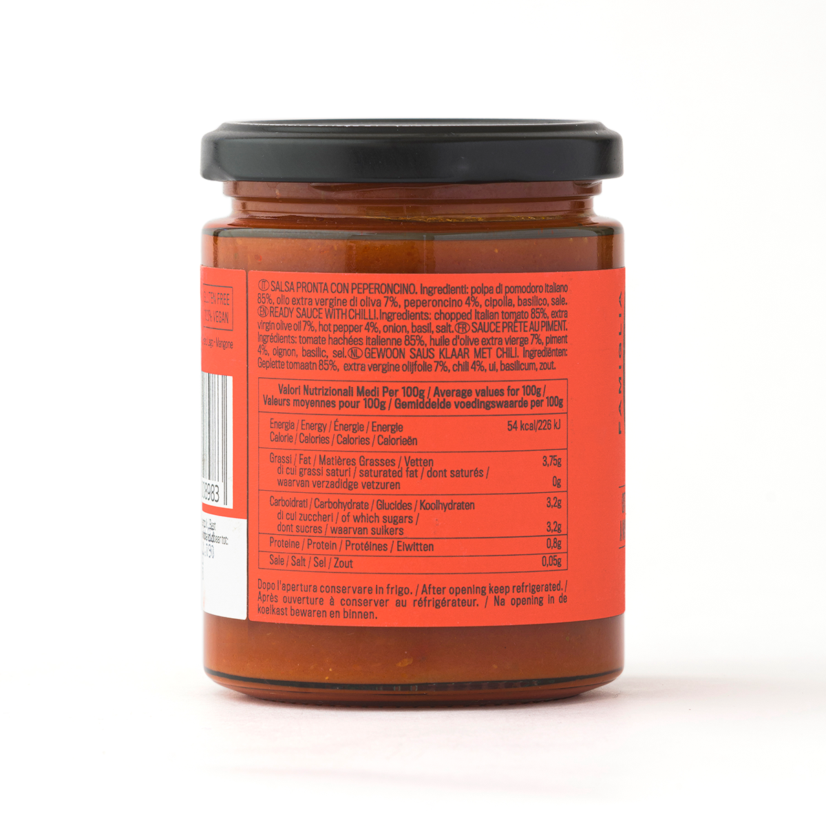 Famiglia Crispino – wholesale Pasta sauce – SAUCE WITH CALABRIAN CHILI PEPPER - 270g-NO ADDED SUGAR- VEGAN1