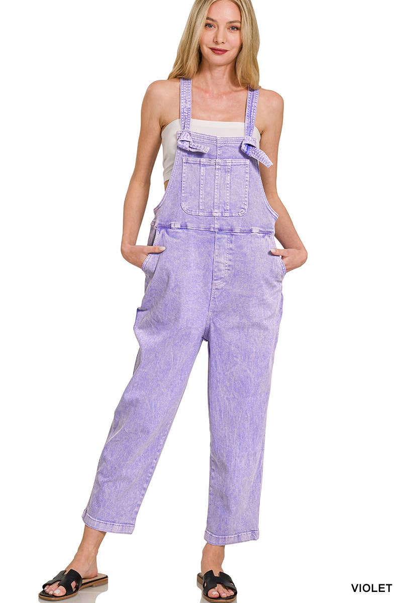 42POPS - Venta al por mayor Mono - Mujer - Mono de mezclilla relajado con tirantes anudados y lavado ácido3