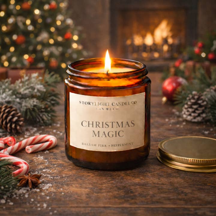 Christmas Magic - Premium Coconut Apricot Wax Candle - Handmade Small Batch for wholesale by Storylight Candle Co