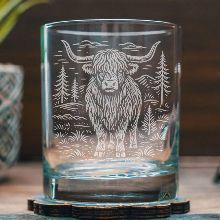 Shetland Highland Cow Glass for wholesale by Benoit's Design Co.