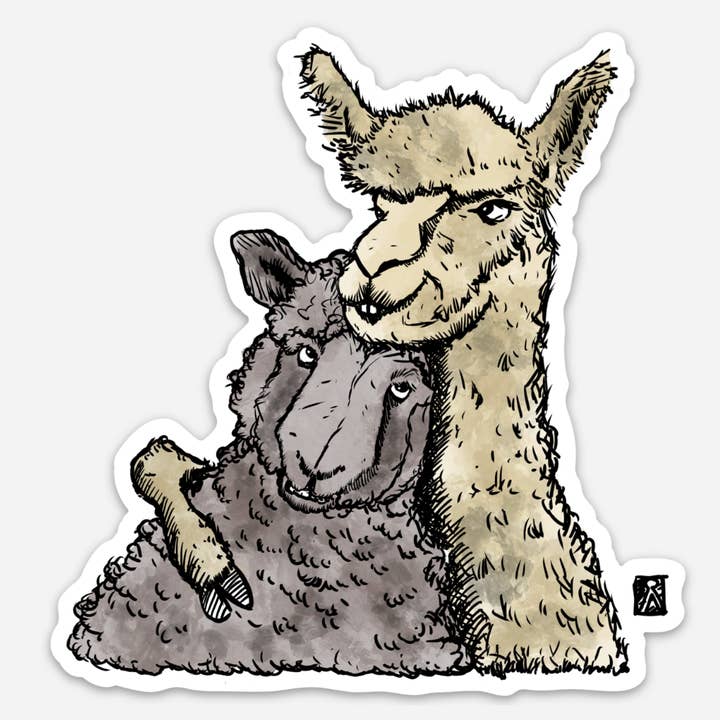Ilustração de autocolante em vinil Sheep and Alpaca Friends por atacado de Bellavance Ink
