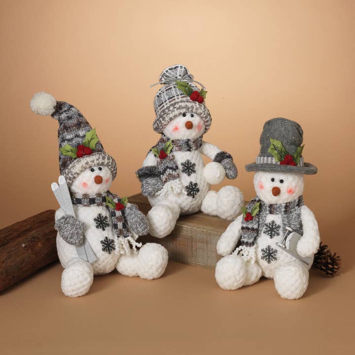 Gerson Introducing our 12"H Plush Holiday Sitting Snowman w/ for wholesale by The Gerson Companies