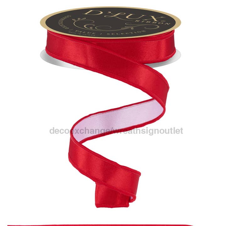 7/8"X10Yd Satin Fused Red/White LX4000F3 for wholesale by DecoExchange